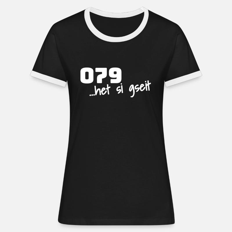 079 het sie gseit - Women's Ringer T-Shirt - black/white