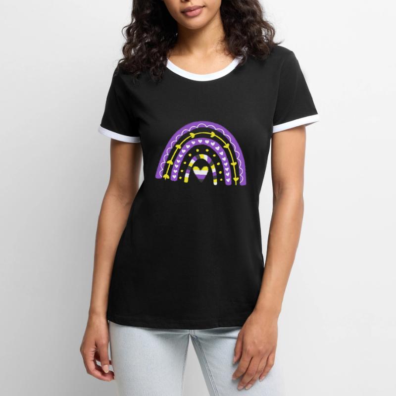 Nonbinary Pride Boho-Regenbogen Frauen Kontrast-T-Shirt