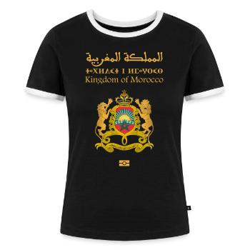 Passeport marocain - T-shirt contrasté Femme - noir/blanc - Devant - Selfina (174cm)