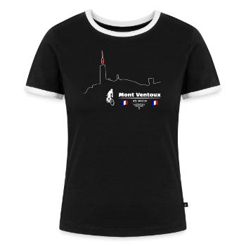 Rennrad Mont-Ventoux, einer unserer Bestseller - Frauen Kontrast-T-Shirt - Schwarz/Weiß - Vorne - Selfina (174cm)