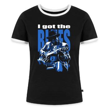 I got the blues - Frauen Kontrast-T-Shirt - Schwarz/Weiß - Vorne - Selfina (174cm)