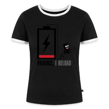 Patience, je recharge... - T-shirt contrasté Femme - noir/blanc - Devant - Selfina (174cm)