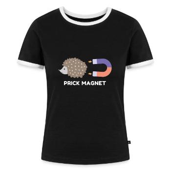 Prick Magnet - Frauen Kontrast-T-Shirt - Schwarz/Weiß - Vorne - Selfina (174cm)