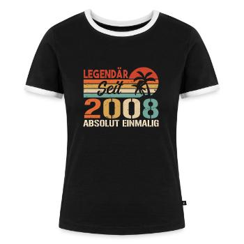 Original 2008 Jahrgang Vintage Geburtstag 2008 - Frauen Kontrast-T-Shirt - Schwarz/Weiß - Vorne - Selfina (174cm)