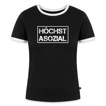 Asozial Rebell wild frei Gesellschaft Mainstream - Frauen Kontrast-T-Shirt - Schwarz/Weiß - Vorne - Selfina (174cm)