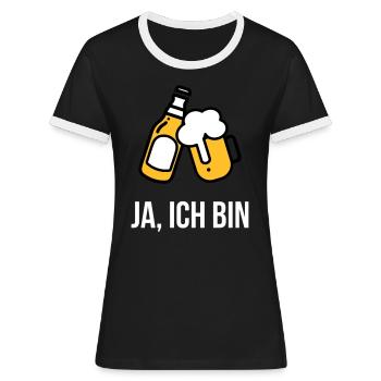 Falls ich betrunken bin bring mich zu "DEIN NAME" - Frauen Kontrast-T-Shirt - Schwarz/Weiß - Vorne - Selfina (174cm)