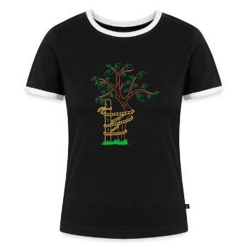 Orthopaedic technology Tree Neon (gOT it!) - Women's Ringer T-Shirt - black/white - Front - Selfina (174cm)