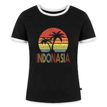 Indonesia - Frauen Kontrast-T-Shirt - Schwarz/Weiß - Vorne - Selfina (174cm)
