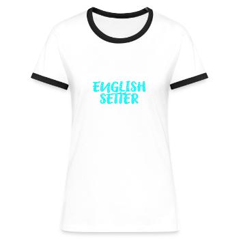 Setter anglais - T-shirt contrasté Femme - bleu/blanc - Devant