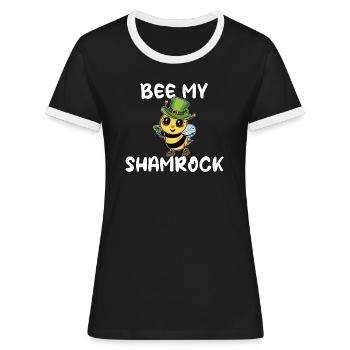 Söt bitroll troll som säger klöverblad - Kontrast-T-shirt dam - svart/vit - Fram - Selfina (174cm)