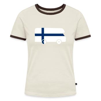 Wohnmobil Finnland Reise Urlaub Camper Aufkleber - Frauen Kontrast-T-Shirt - Blau/Weiß - Vorne