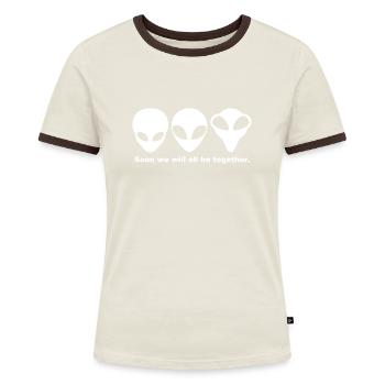 Grey Aliens: Soon we will all be together. - Women's Ringer T-Shirt - blue/white - Front