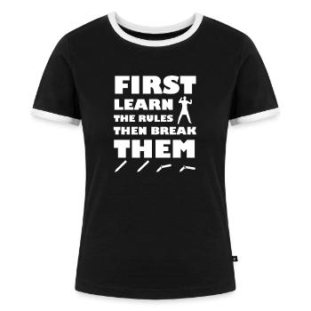break the rules - Frauen Kontrast-T-Shirt - Schwarz/Weiß - Vorne - Selfina (174cm)