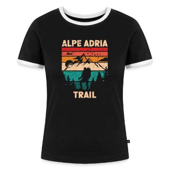 Alpenüberquerung Alpe Adria Trail Ferwanderweg - Frauen Kontrast-T-Shirt - Schwarz/Weiß - Vorne - Selfina (174cm)