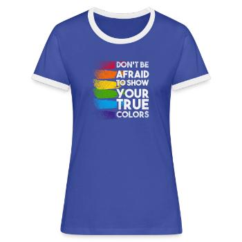 Pride CSD Parade LGBT Love Homo Gay Lesbian - Frauen Kontrast-T-Shirt - Blau/Weiß - Vorne