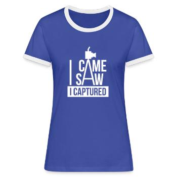photographer - Women's Ringer T-Shirt - blue/white - Front