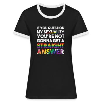 LGBTQ+ - Frauen Kontrast-T-Shirt - Schwarz/Weiß - Vorne - Selfina (174cm)