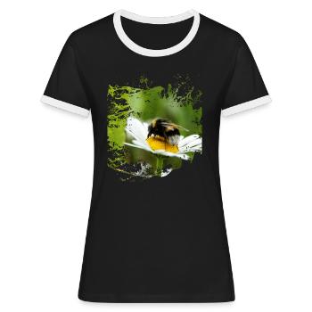 Hummeln sind die fleißigen Schwestern der Bienen. - Frauen Kontrast-T-Shirt - Schwarz/Weiß - Vorne - Selfina (174cm)