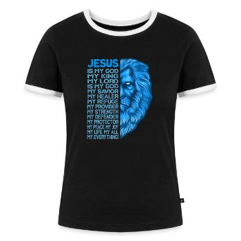 God Bible Jeremiah Christianity religion - Women's Ringer T-Shirt - black/white - Front - Selfina (174cm)