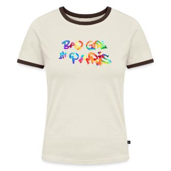 Böses Mädchen in Paris - Frauen Kontrast-T-Shirt - Blau/Weiß - Vorne