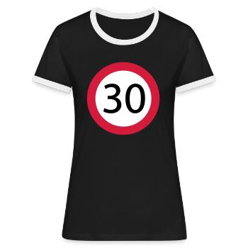 30 - Women's Ringer T-Shirt - black/white - Front - Selfina (174cm)