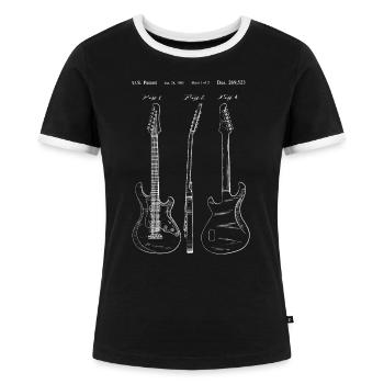 Rock Metal Gitarre E-Gitarre Patent Musik Geschenk - Frauen Kontrast-T-Shirt - Schwarz/Weiß - Vorne - Selfina (174cm)