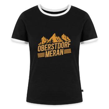 Alpenüberquerung Oberstdorf Meran E5 Fernwanderweg - Frauen Kontrast-T-Shirt - Schwarz/Weiß - Vorne - Selfina (174cm)