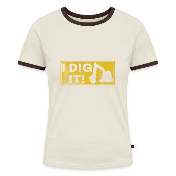 Retro Excavator Slogan Excavator Driver Construction Site - Women's Ringer T-Shirt - blue/white - Front