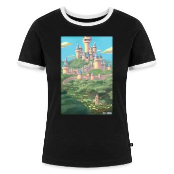 Castle Castle Fortress Architecture Landscape - Women's Ringer T-Shirt - black/white - Front - Selfina (174cm)