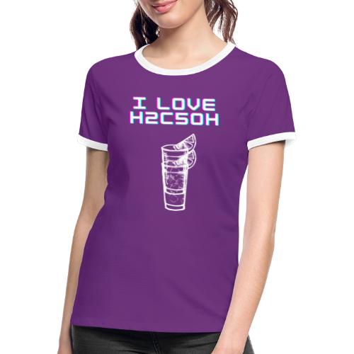 Kocham H2C5OH - Koszulka damska z kontrastowymi wstawkami