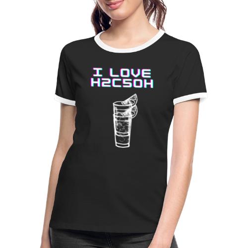 Kocham H2C5OH - Koszulka damska z kontrastowymi wstawkami