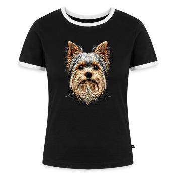 Yorkshire Terrier - Women's Ringer T-Shirt - black/white - Front - Selfina (174cm)