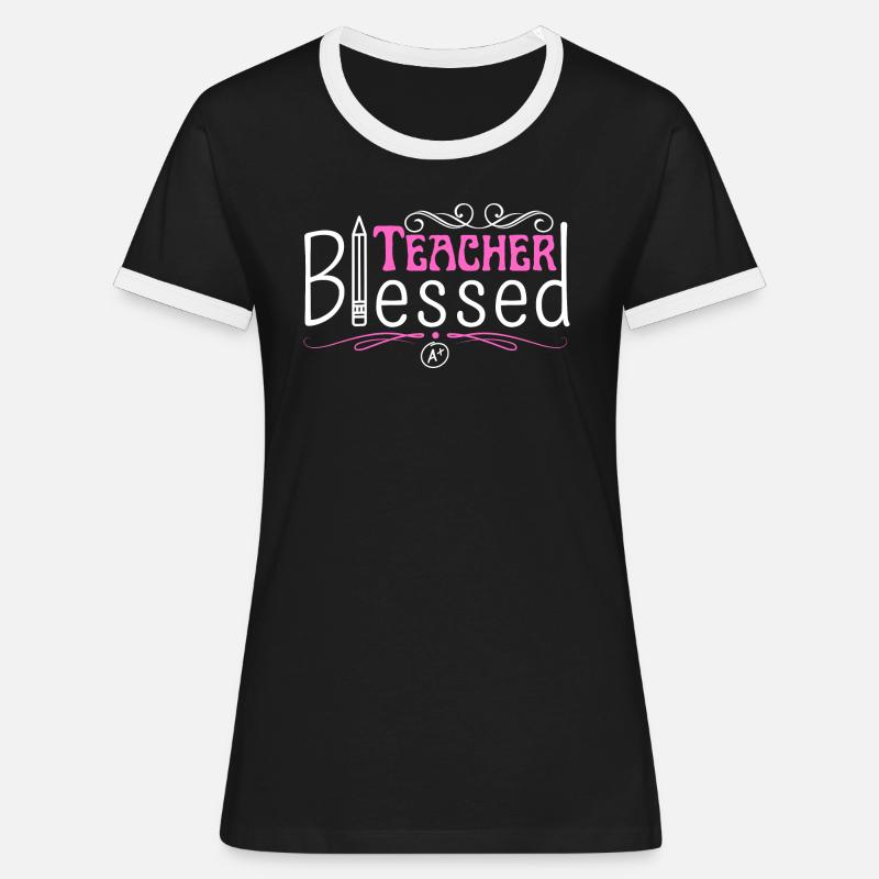 Blessed teacher - Women's Ringer T-Shirt - black/white