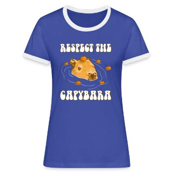 Capybara drôle de dicton - T-shirt contrasté Femme - bleu/blanc - Devant