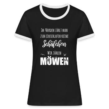 Im Norden zählen wir Möwen - Frauen Kontrast-T-Shirt - Schwarz/Weiß - Vorne - Selfina (174cm)