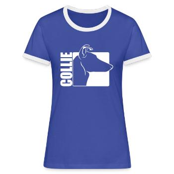 Collie Kurzhaar Profil Hunde Hund Wilsigns - Frauen Kontrast-T-Shirt - Blau/Weiß - Vorne