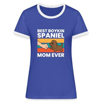 Meilleure maman Boykin Spaniel de tous les temps - T-shirt contrasté Femme - bleu/blanc - Devant
