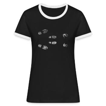 Lustig schwarzer Humor Versaut Winter Schnee - Frauen Kontrast-T-Shirt - Schwarz/Weiß - Vorne - Selfina (174cm)