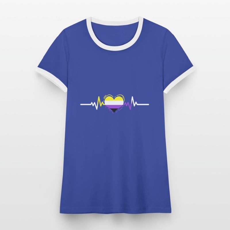 Nonbinary Pride Heartbeat Nonbinary Pride Women's Ringer T-Shirt