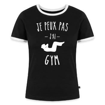 je peux pas j'ai gym - humour - sport - T-shirt contrasté Femme - noir/blanc - Devant - Selfina (174cm)