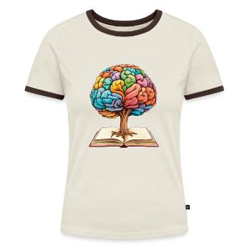 Lesen bildet Mindset Wachstum Kunstwerk Baum - Frauen Kontrast-T-Shirt - Blau/Weiß - Vorne