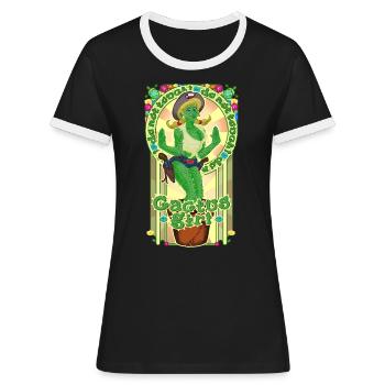 Cactus Girl - Women's Ringer T-Shirt - black/white - Front - Selfina (174cm)