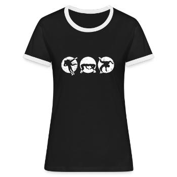 Ringen - Frauen Kontrast-T-Shirt - Schwarz/Weiß - Vorne - Selfina (174cm)