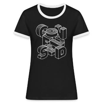 verwirrt - Frauen Kontrast-T-Shirt - Schwarz/Weiß - Vorne - Selfina (174cm)