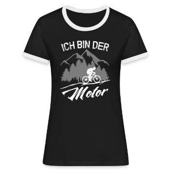 MTB - ICH BIN DER MOTOR - ohne Akku - Frauen Kontrast-T-Shirt - Schwarz/Weiß - Vorne - Selfina (174cm)