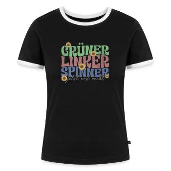 gruener linker spinner - Frauen Kontrast-T-Shirt - Schwarz/Weiß - Vorne - Selfina (174cm)