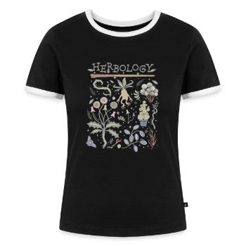 Harry Potter Herbology Botanische Kräuter Design - Frauen Kontrast-T-Shirt - Schwarz/Weiß - Vorne - Selfina (174cm)