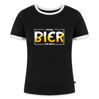 Kein Bier für Nazis - Frauen Kontrast-T-Shirt - Schwarz/Weiß - Vorne - Selfina (174cm)