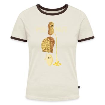 Lustige pinkelnde Erdnuss - Frauen Kontrast-T-Shirt - Blau/Weiß - Vorne