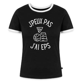 J'peux pas j'ai EPS - T-shirt contrasté Femme - noir/blanc - Devant - Selfina (174cm)